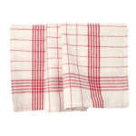 Product foto van Theedoeken katoen/linnen rood/wit set van 10 Halbleinen