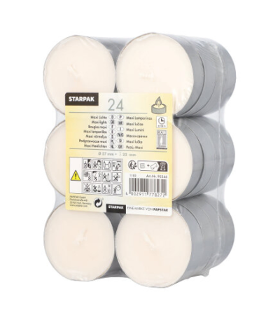 Product foto van Theelichten Maxi wit set van 24