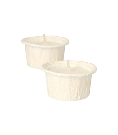 Product foto van Theelichtjes wit duurzaam set van 50 in papieren houder