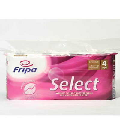 Product foto van Toiletpapier tissue 4-laags wit Select 8 rollen
