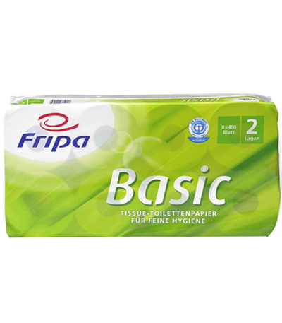 Product foto van Toiletpapier tissue wit set van 8 400 bladen