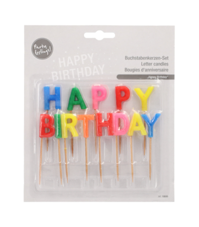 Product foto van Verjaardagskaarsjes Happy Birthday 8cm