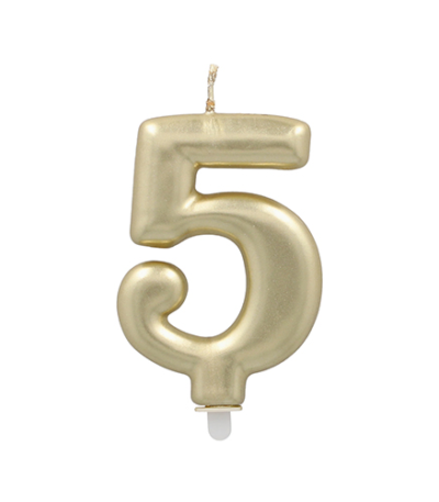 Product foto van Verjaardagskaarsjes met houder goud 5 stuks