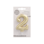 Product foto van Verjaardagskaarsjes met houder goud 7 cm set van 2