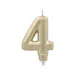 Product foto van Verjaardagskaarsjes met houder goud 7cm set van 4