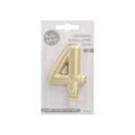 Product foto van Verjaardagskaarsjes met houder goud 7cm set van 4