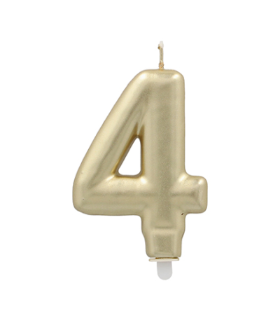 Product foto van Verjaardagskaarsjes met houder goud 7cm set van 4