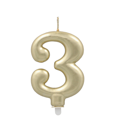 Product foto van Verjaardagskaarsjes met houder goud set van 3