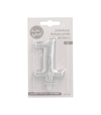 Product foto van Verjaardagskaarsjes met houder zilver 1st