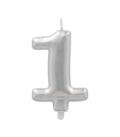 Product foto van Verjaardagskaarsjes met houder zilver 1st