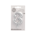 Product foto van Verjaardagskaarsjes met houder zilver 3 stuks