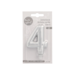 Product foto van Verjaardagskaarsjes met houder zilver 4 stuks