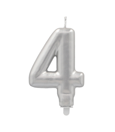 Product foto van Verjaardagskaarsjes met houder zilver 4 stuks
