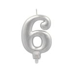 Product foto van Verjaardagskaarsjes met houder zilver 6stuks