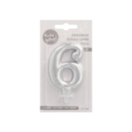 Product foto van Verjaardagskaarsjes met houder zilver 6stuks