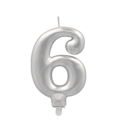 Product foto van Verjaardagskaarsjes met houder zilver 6stuks