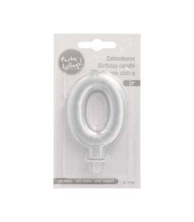 Product foto van Verjaardagskaarsjes met houder zilver 7cm