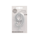 Product foto van Verjaardagskaarsjes met houder zilver 9 stuks