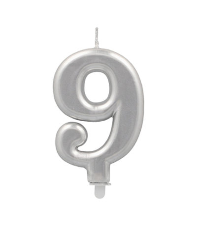 Product foto van Verjaardagskaarsjes met houder zilver 9 stuks