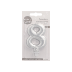 Product foto van Verjaardagskaarsjes met houder zilver set van 8