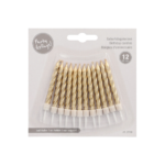 Product foto van Verjaardagskaarsjes op houder goud 12 stuks