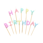 Product foto van Verjaardagskaarsjes pastell 8cm Happy Birthday