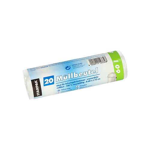 Product foto van Vuilniszakken HDPE transparant 60l set van 20