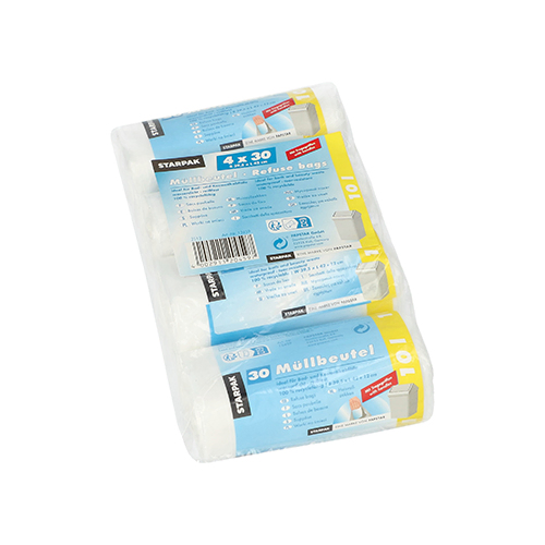 Product foto van Vuilniszakken HDPE transparant met handgreep 10l set van 120