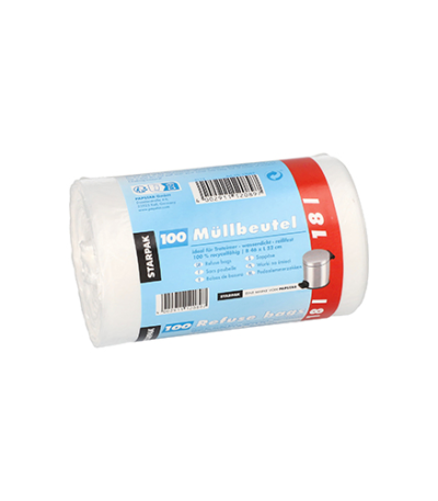 Product foto van Vuilniszakken HDPE wit 18 liter set van 100