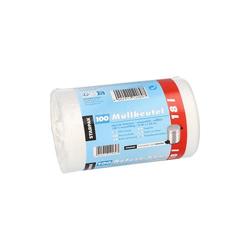 Product foto van Vuilniszakken HDPE wit 18 liter set van 100