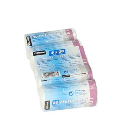 Product foto van Vuilniszakken LDPE wit 5L set van 100