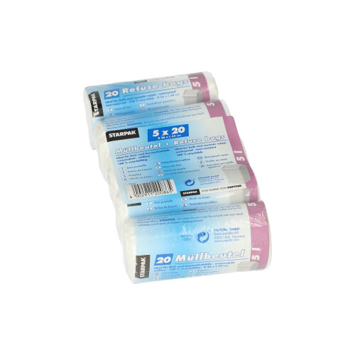 Product foto van Vuilniszakken LDPE wit 5L set van 100