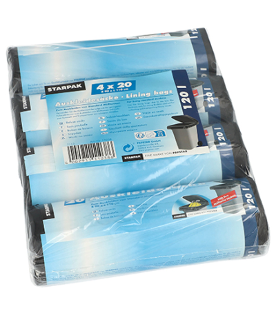 Product foto van Vuilniszakken zwart 120l set van 80