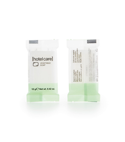 Product foto van Zeepblokjes rechthoekig plantaardig 8mm x 52mm x 33mm Hotel Care 150 stuks