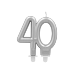 Product foto van Zilveren jubileumkaarsen met houder 7cm set van 40