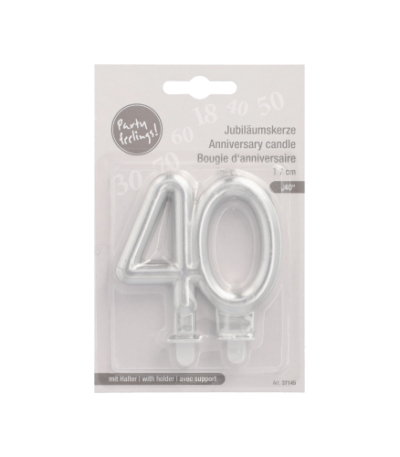 Product foto van Zilveren jubileumkaarsen met houder 7cm set van 40