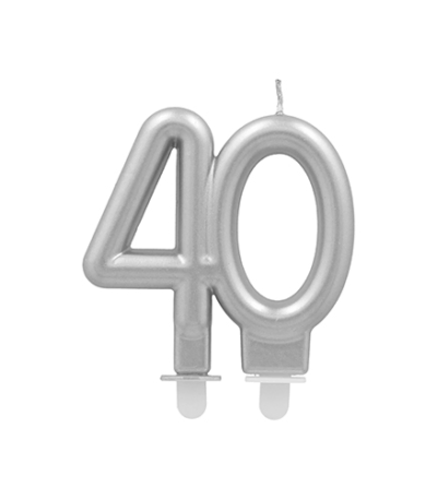 Product foto van Zilveren jubileumkaarsen met houder 7cm set van 40