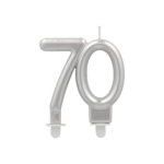 Product foto van Zilveren jubileumkaarsen met houder 7cm set van 70