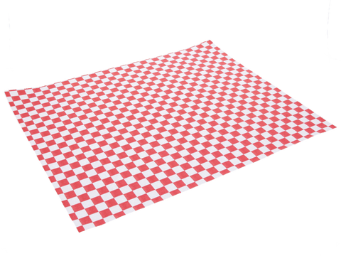 Product foto van Vetvrij papier 31x38cm hamburgervellen boerenbont geruit BIO