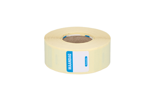 Product foto van Daglabel MAANDAG 25x25mm blauw (HACCP)