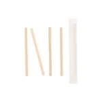 Product foto van Roerstaafjes hout pure 9 cm x 5 mm set van 100