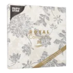 Product foto van Servetten antraciet 40 cm x 40 cm 1/4 vouw set van 20 ROYAL Collection Flowers