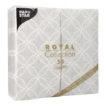Product foto van Servetten grijs 1/8 vouw 40 cm x 40 cm set van 50 ROYAL Collection Circle Flowers