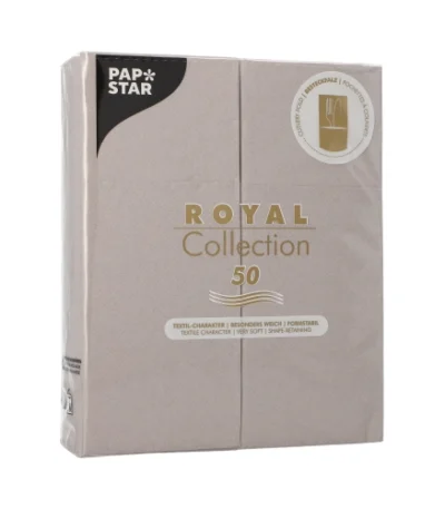 Product foto van Servetten grijs 40x30 cm set van 50 “ROYAL Collection” bestekvouw