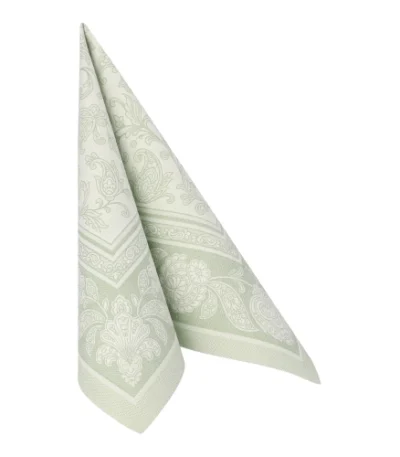 Product foto van Servetten jade green 1/4 vouw 40x40 cm set van 20 ROYAL Collection Ornaments