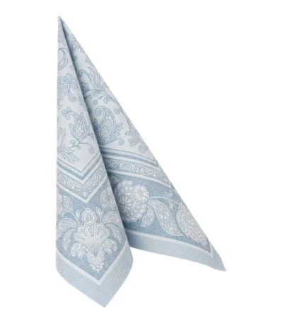 Product foto van Servetten papier arctisch blauw 1/4 vouw 40 cm × 40 cm set van 20 Royal Collection Ornaments