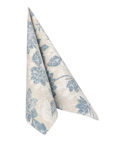 Product foto van Servetten papier arctisch blauw 40 cm x 40 cm 1/4 vouw set van 20 ROYAL Collection Flowers