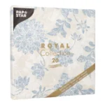 Product foto van Servetten papier arctisch blauw 40 cm x 40 cm 1/4 vouw set van 20 ROYAL Collection Flowers