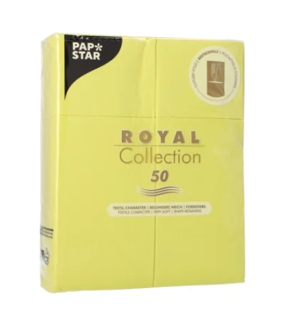 Product foto van Servetten papier lime set van 50 ROYAL Collection met bestekvouw