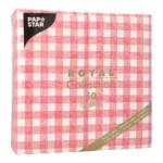 Product foto van Servetten papier rood 1/8 vouw 40x40 cm set van 50 Vichy Karo